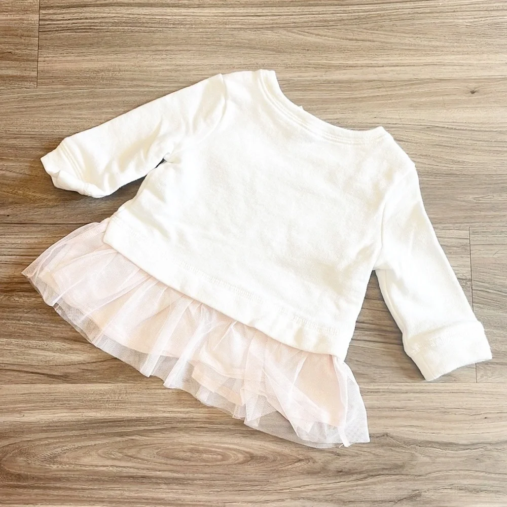 OshKosh B’gosh white/pink floral tulle baby girls sweater